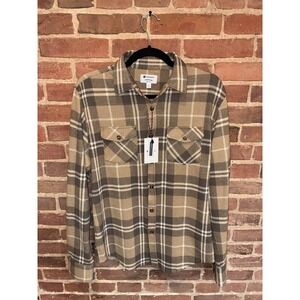 NWT Sperry Mens Small Flannel Shirt Brown Tan Plaid Long Sleeve Sz Small